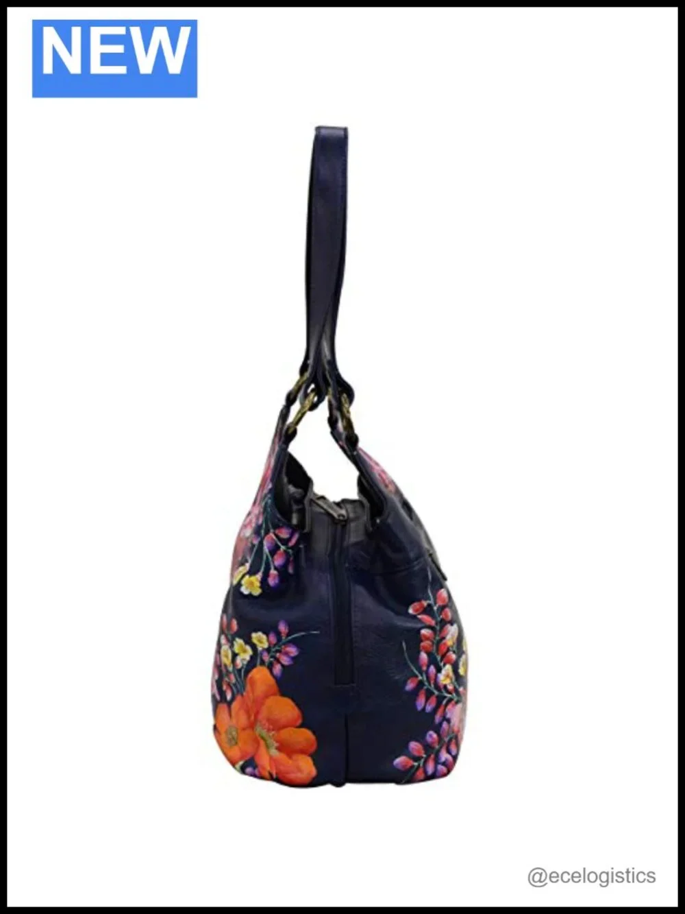 Hand Painted Genuine Leather Large Triple Compartment Hobo
